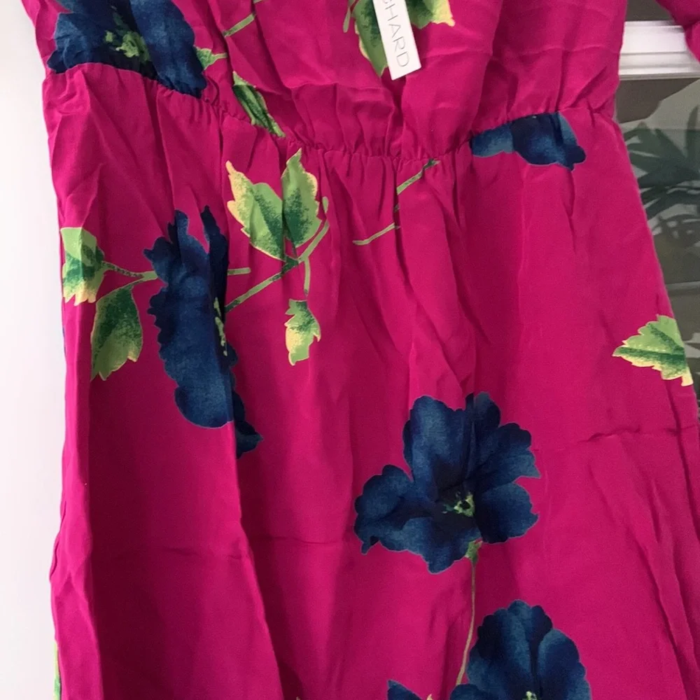 Amanda Uprichard Revolve 100% silk dress floral pattern and Fuchsia color NWT S